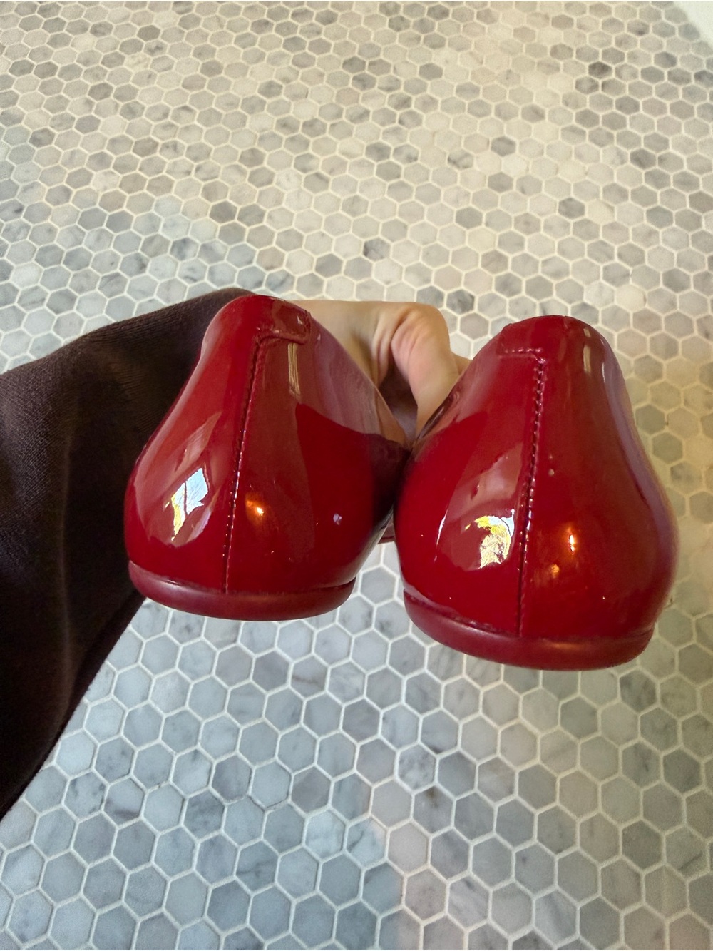 Roger Vivier Red Patent Square-Buckle Flats - Picture 4 of 7